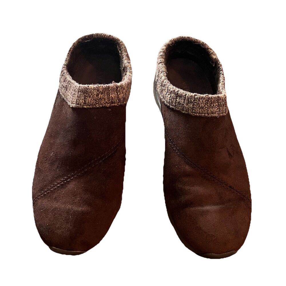 Vionic Women’s Suede Clogs ‎ 8  1st Ray Technology Chocolate Brown Knit Border